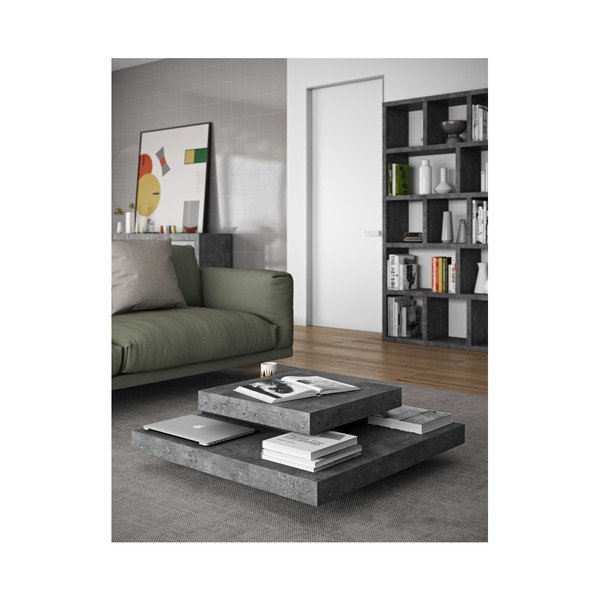 Kavna mizica v betonskem dekorju s črnimi detajli TemaHome Slate-image-1