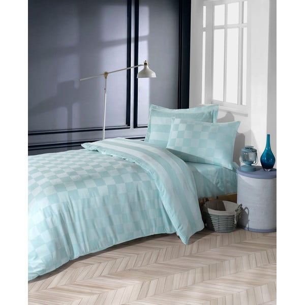 Mentolno zelena enojna posteljnina iz damasta 140x200 cm Kareli – Mijolnir