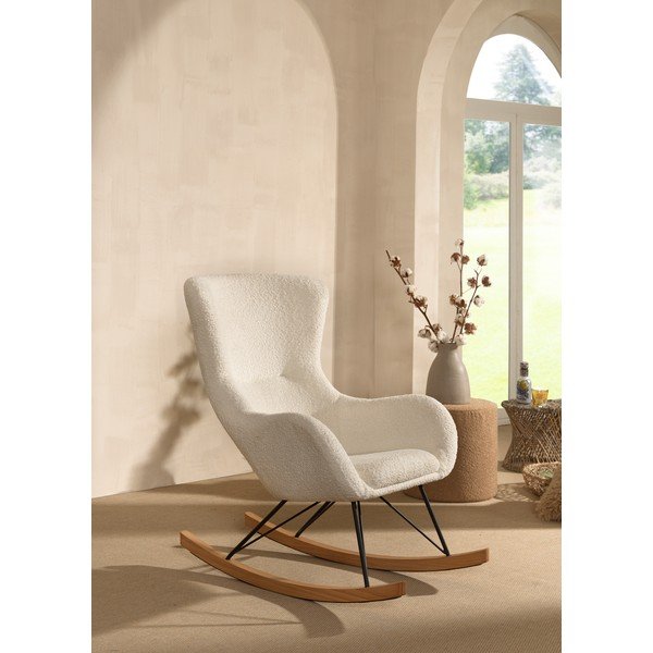 Bel gugalni otroški fotelj iz tkanine bouclé ROCKY – Vipack-image-2