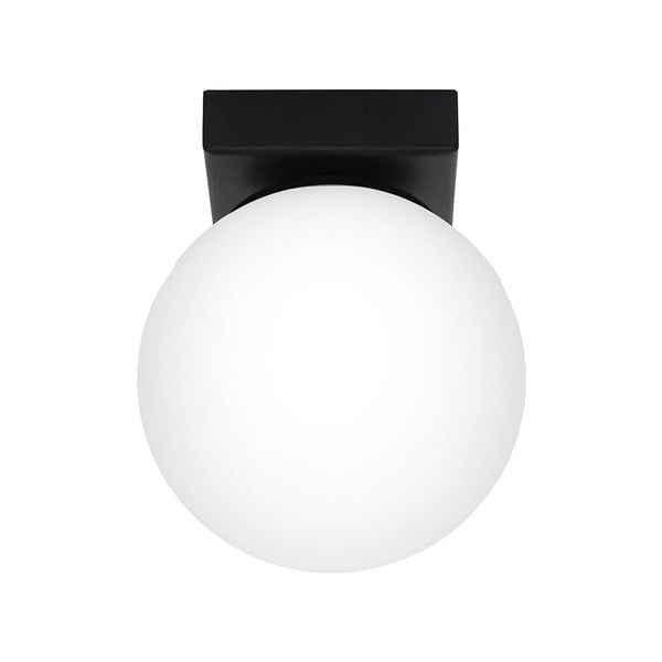 Črna stropna svetilka s steklenim senčnikom ø 12 cm Umerta – Nice Lamps