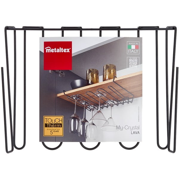 Črno držalo za vinske kozarce Metaltex Wine Glass-image-2