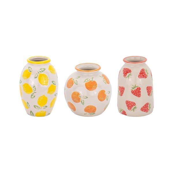 Vaze v kompletu 3 ks iz kamenine (višina 9,5 cm) Fruit – Sass & Belle