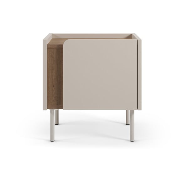 Kremno bela/v naravni barvi nočna omarica v hrastovem dekorju Lucile – Marckeric