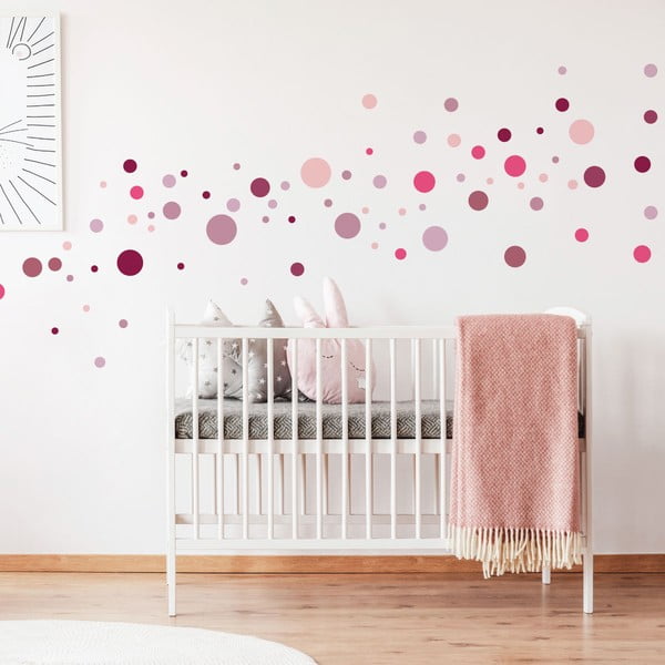 Set 100 roza stenskih nalepk Ambiance Round Stickers-image-1