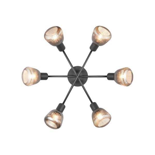 Črna stropna svetilka s steklenim senčilom Tarifa – Trio-image-4