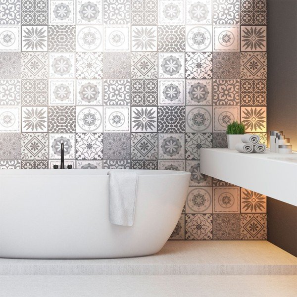Komplet 12 stenskih nalepk Ambiance Cement Tiles Shades of Gray Cordoba, 10 x 10 cm-image-3