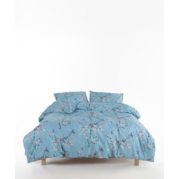 Modra enojna posteljnina iz renforce bombaža 140x200 cm Blue Floral – Mila Home Luxury