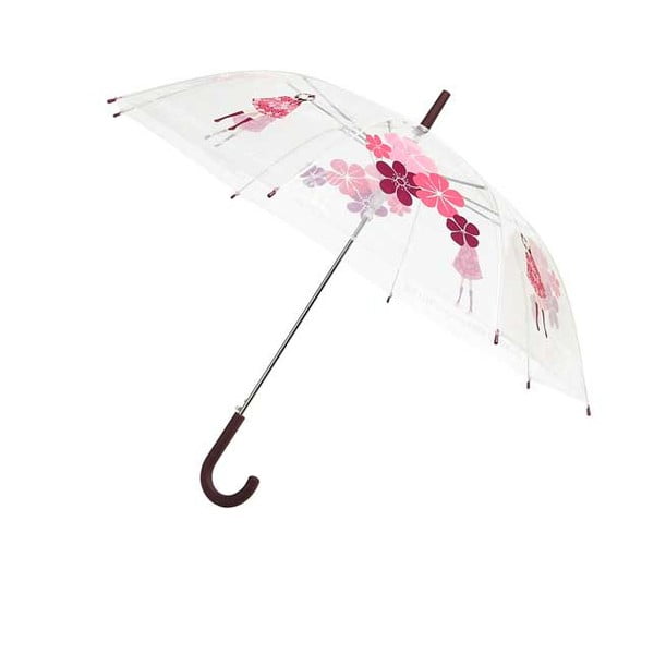 Transparentni dežnik Ambiance Pink Flowers, ⌀ 103 cm
