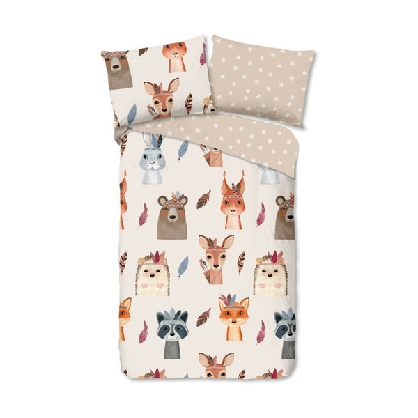 Rjava/bež enojna bombažna otroška posteljnina 140x200 cm Rave – Good Morning