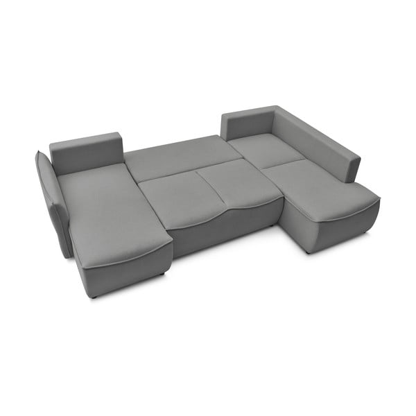 Svetlo siva raztegljiva kotna sedežna garnitura (z desnim kotom) Leon – Bobochic Paris-image-4