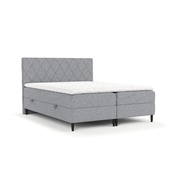 Siva boxspring postelja s prostorom za shranjevanje 180x200 cm Gwen – Maison de Rêve