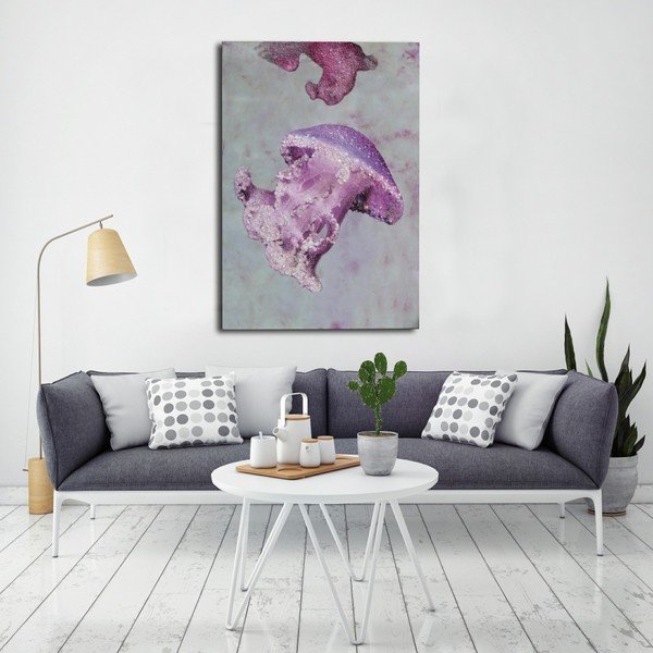 Ročno poslikana slika v okvirju iz borovega lesa Mauro Ferretti Medusa Purple, 80 x 120 cm-image-1