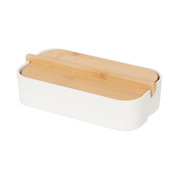 Bela škatla za shranjevanje s pokrovom iz bambusa Compactor Ecologic, 15,4 x 8,3 cm