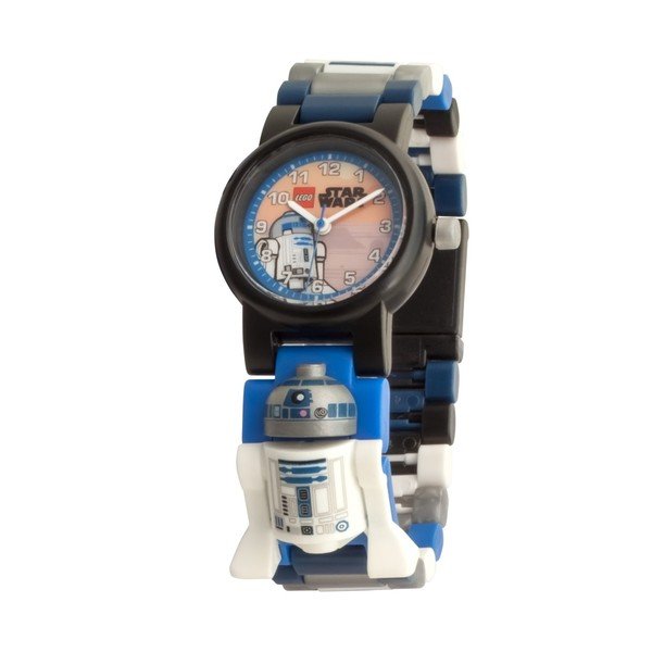 Otroška modra, črno-bela ura s figurico LEGO® Star Wars R2D2-image-3