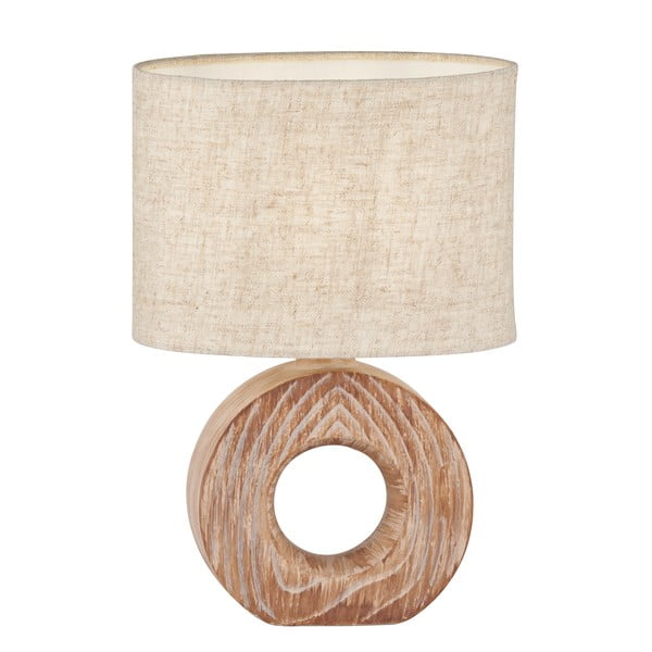 Rjavo-bež keramična namizna svetilka s tekstilnim senčilom (višina 31 cm) Hanke – Fischer & Honsel