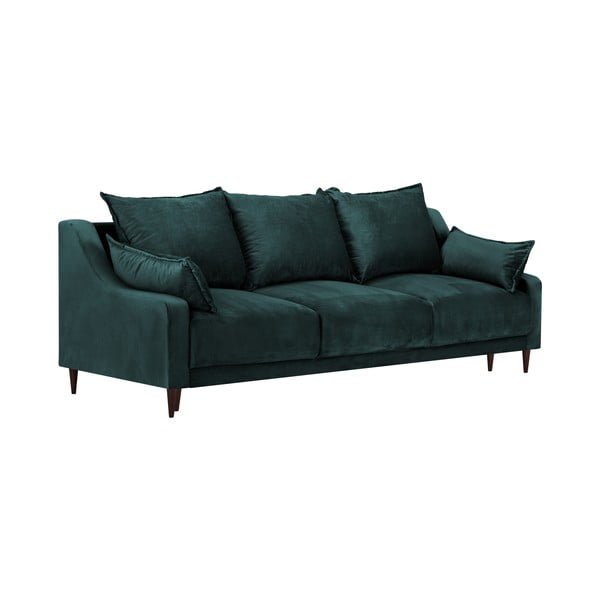 Modro-zelena žametna raztegljiva zofa s prostorom za shranjevanje Mazzini Sofas Freesia, 215 cm-image-2