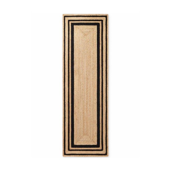 Črn/v naravni barvi obojestranski/ročno tkan tekač iz jute 80x250 cm Looma – Hanse Home