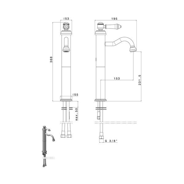 Stoječa armatura za umivalnik v sijajno srebrni barvi Vienna – Sapho-image-4