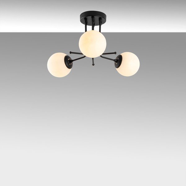 Črna stropna svetilka s steklenim senčilom ø 15 cm Daisy – Opviq lights-image-4