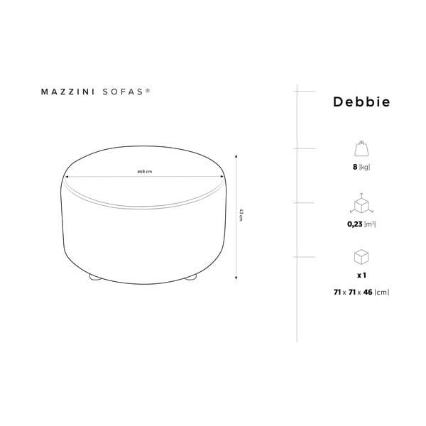 Bež žametni puf Mazzini Zofe Debbie, ø 68 cm-image-3