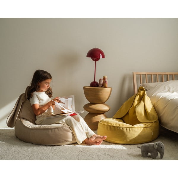 Rumena žametna otroška vreča za sedenje Bunny – Wigiwama-image-4