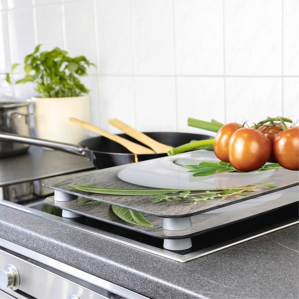 Komplet 2 steklenih zaščitnih plošč za štedilnik Wenko Herbal, 52 x 30 cm-image-1