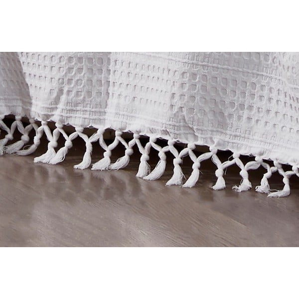 Belo bombažno pregrinjalo za zakonsko posteljo 220x240 cm Lotus – Mijolnir-image-1