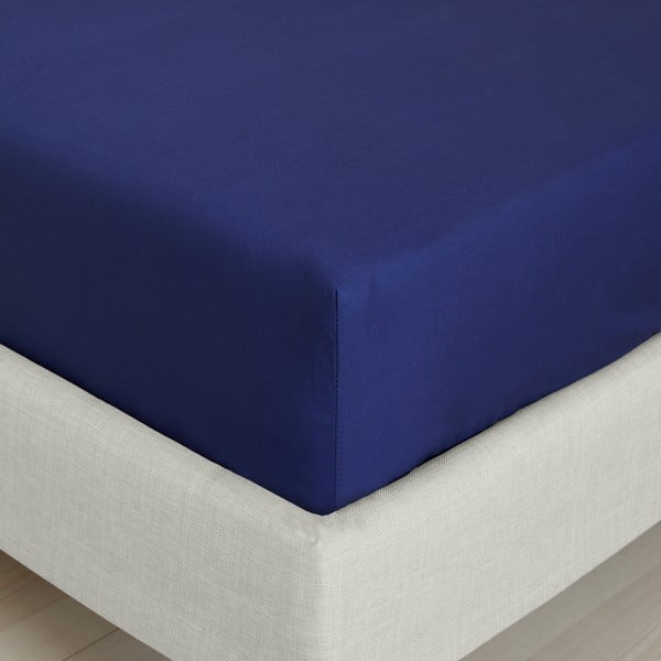 Temno modra napenjalna rjuha iz bombažnega perkala 90x190 cm Cotton Percale – Bianca-image-3