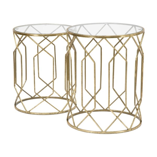 Okrogle stranske mizice s stekleno mizno ploščo v kompletu 2 ks ø 42 cm Tunisi – Mauro Ferretti-image-1