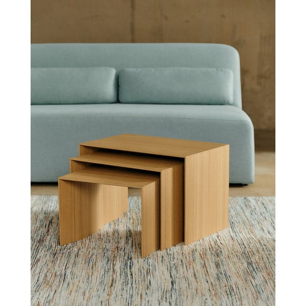 Stranske mizice v hrastovem dekorju v kompletu 3 ks 40x60 cm Litto – Kave Home-image-4