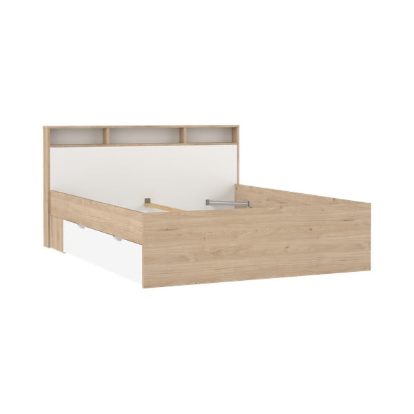 Zakonska postelja v hrastovem dekorju s prostorom za shranjevanje brez letvenega dna 160x200 cm Ikast – Tvilum-image-2
