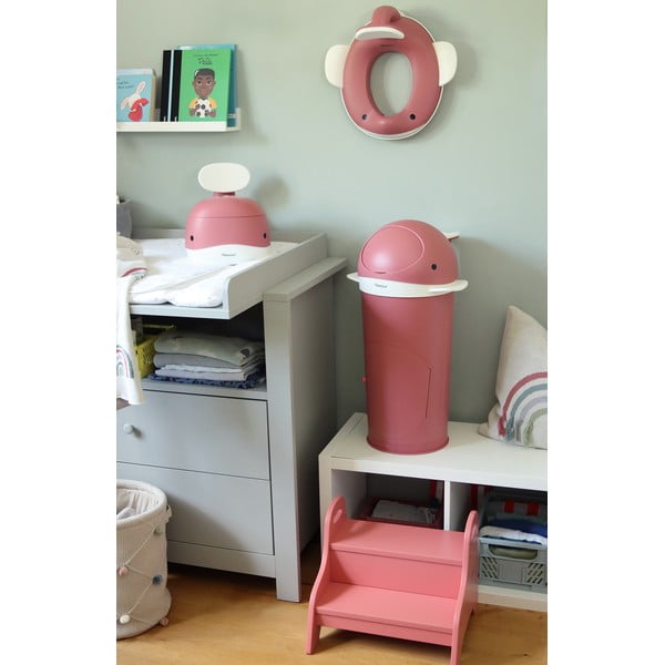 Temno rožnat plastičen koš za plenice 25 l Whale – Kindsgut-image-1