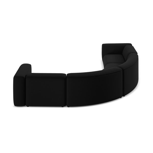 Črna žametna kotna sedežna garnitura Ekahi – Makamii-image-4