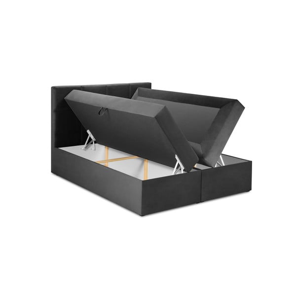 Temno siva žametna postelja Mazzini Beds Mimicry, 180 x 200 cm-image-3