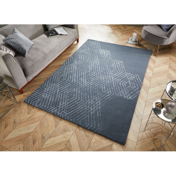 Modra volnena preproga Flair Rugs Diamonds, 120 x 170 cm-image-4