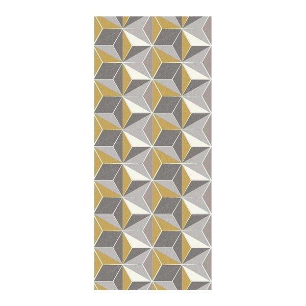 Floorita Dice Ochre siva in rumena preproga, 60 x 240 cm