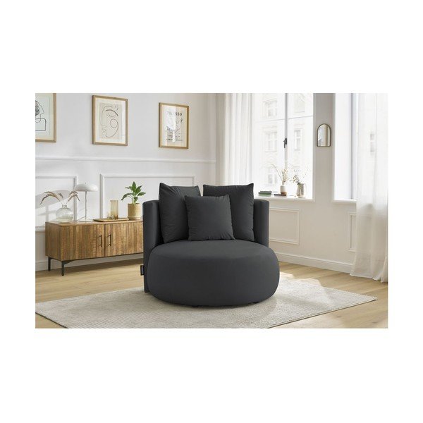 Temno siv žameten fotelj Cesar – Bobochic Paris-image-1