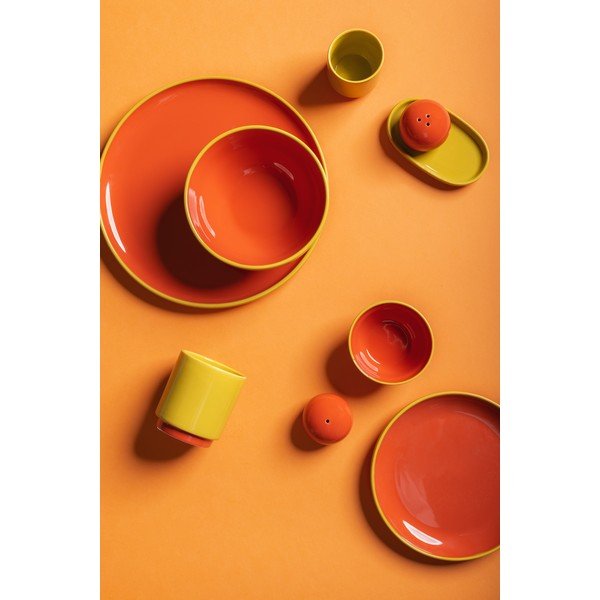 Zelen/oranžen desertni krožnik iz kamenine ø 18 cm Duo – ONA-image-1