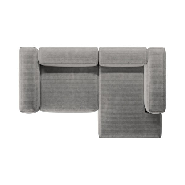 Svetlo siva kotna sedežna garnitura iz rebrastega žameta (desni kot/z ležalnikom) Bergamo – Cosmopolitan Design-image-3