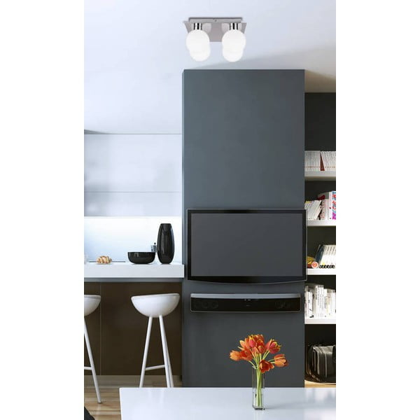 Stropna svetilka v srebrni barvi s steklenim senčnikom 25x25 cm Oden - Candellux Lighting-image-1