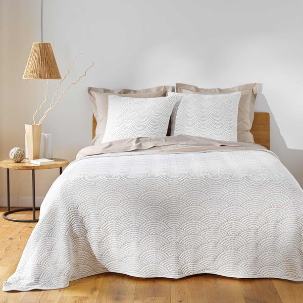 Belo-bež komplet pregrinjala in prevleke za vzglavnik iz jerseyja 220x240 cm Cassandra – douceur d'intérieur-image-1
