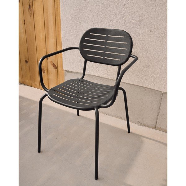 Temno siv kovinski vrtni stol Brai – Kave Home-image-1