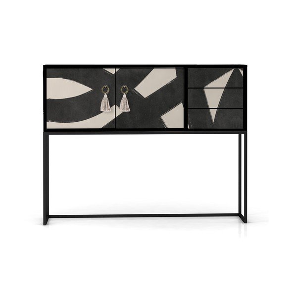 Črna/bež nizka komoda 113x92 cm Freya – Really Nice Things