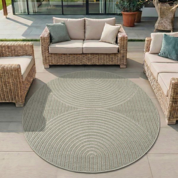 Zelena okrogla notranja in zunanja preproga ø 80 cm Nova 1201 – Ayyildiz Carpets-image-1