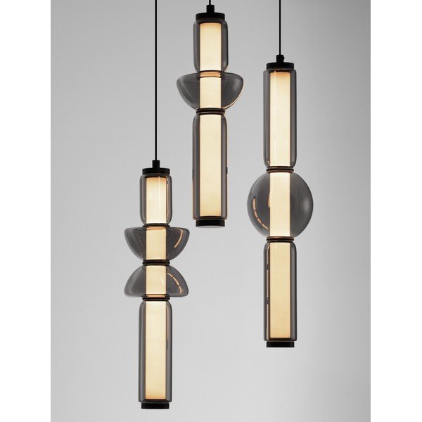 Siva steklena LED zatemnitvena viseča svetilka ø 38 cm Ulon – Nova Luce-image-1