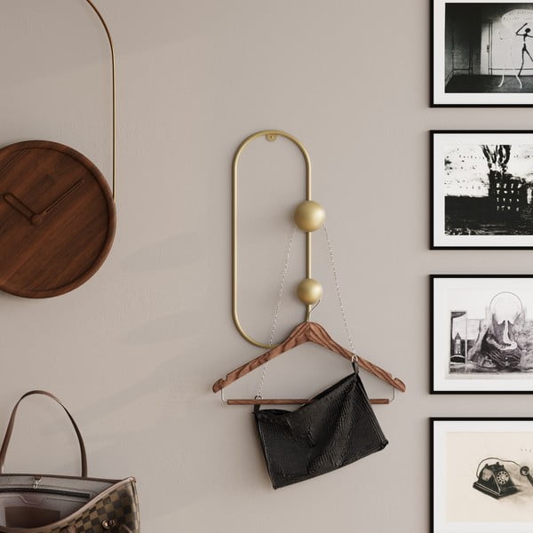 Kovinski stenski obešalnik v zlati barvi Dama – Kalune Design-image-1