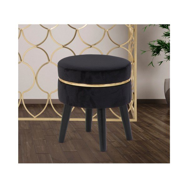 Mauro Ferretti Paris črn oblazinjen stolček, ⌀ 35 cm-image-1