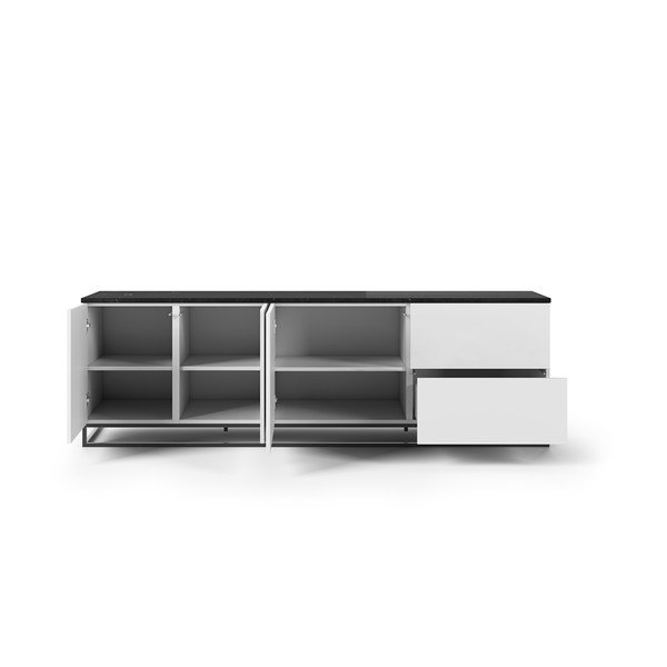 Mat bela TV mizica s črno ploščo v marmornem dekorju TemaHome Join, 200 x 65 cm-image-3