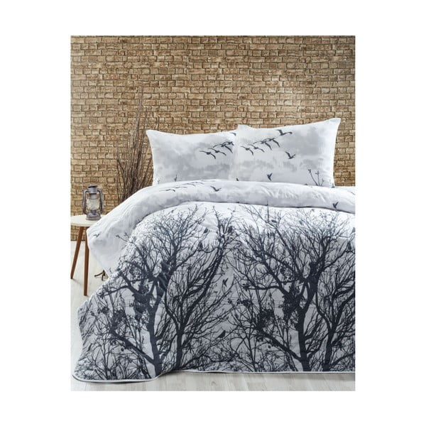 Lahka posteljna prevleka z vzglavniki Peace Grey, 200 x 220 cm