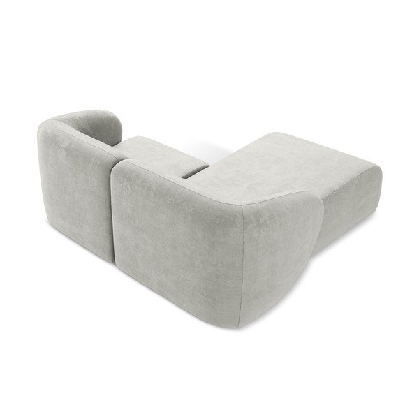 Svetlo siva kotna sedežna garnitura iz šenilje (levi kot/z ležalnikom) Lani – Makamii-image-3